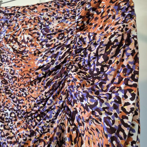 SUNCOO Paris | Tiered Ruffle Skirt | Animal Print w/ Gold Thread | Size L / T3 - Picture 4 of 11